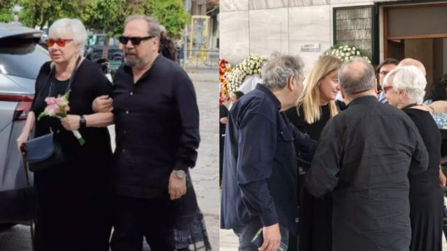 Κηδεία Γιάννη Φέρτη: Υποβασταζόμενη η Ξένια Καλογεροπούλου – Η σφιχτή αγκαλιά με την Μαρίνα Ψάλτη