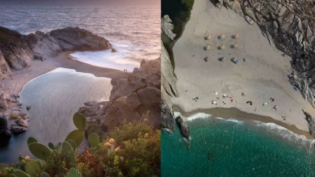 Κρατιέσαι με σχοινί ασφαλείας, βγαίνεις σε μοναδικά νερά: Στην πιο επικίνδυνη παραλία της Ελλάδας θες σίγουρα να πας
