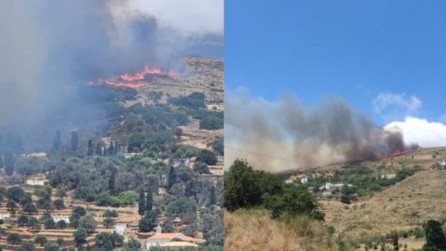 «Συναγερμός» στην Άνδρο: Φωτιά σε δασική έκταση – Ήχησε το 112