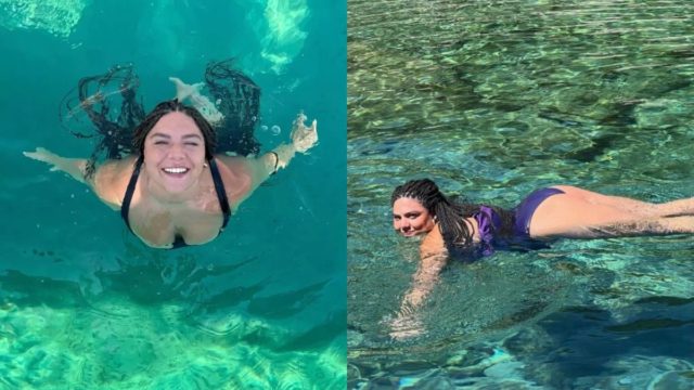 Αληθινή γοργόνα: Η Δανάη Μπάρκα έβαλε το μπικίνι της και έκανε «παιχνίδια» στη θάλασσα (photos)