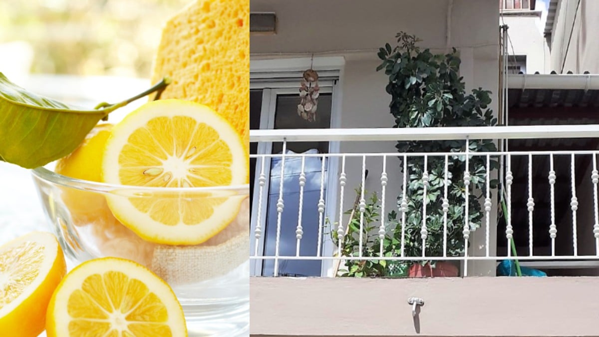 Βρώμικα κάγκελα στο μπαλκόνι; Φυσικό μείγμα με λεμόνι και αλάτι για βεράντα λαμπίκο
