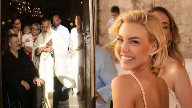 Σαν κουφέτο: Η Αλεξάνδρα Παναγιώταρου πήγε καλεσμένη σε βάφτιση στη Φολέγανδρο & όλοι κοιτούσαν 1 πράγμα πάνω της