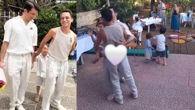 Σε πελάγη ευτυχίας Μιχάλης Οικονόμου και Γιώργος Μακρής: Χόρεψαν αγκαλιά με τον γιο τους στο πάρτι του γάμου τους