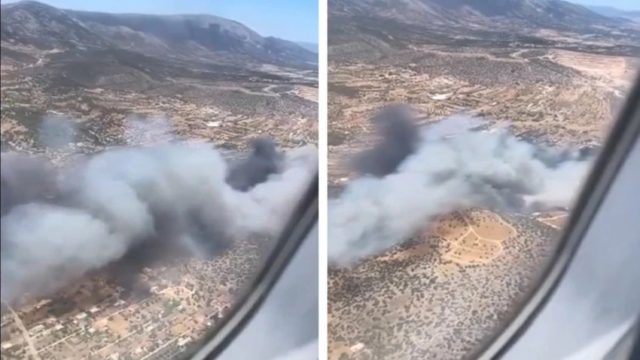 Συγκλονιστικό: Βίντεο από την κόλαση φωτιάς στη Βάρης-Κορωπίου – Δραματικές εικόνες μέσα από καμπίνα αεροσκάφους