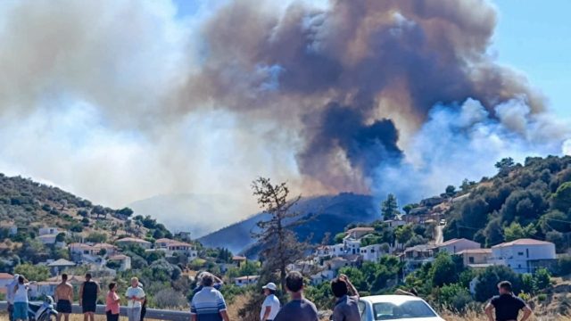 Ολονύχτια η μάχη με τις φλόγες στην Εύβοια: Πνέουν ισχυροί άνεμοι – Πάνω από 180 πυροσβέστες έχουν ριχθεί για την κατάσβεση της φωτιάς