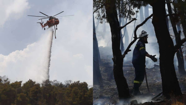 Φωτιά στα Γλυκά Νερά: 4 προσαγωγές και 16 εναέρια μέσα στη μάχη με τις φλόγες – Οι κλειστοί δρόμοι