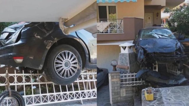 Απίστευτο κι όμως ελληνικό: Αυτοκίνητο «προσγειώθηκε» σε αυλή σπιτιού! (photo)