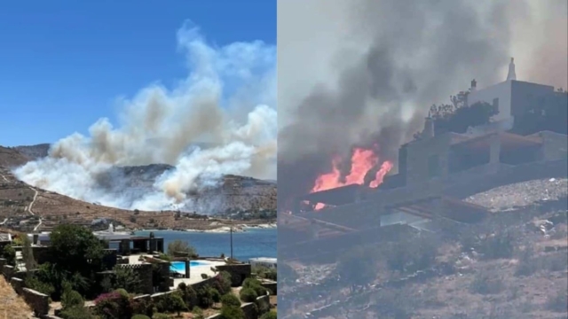 Άσχημη εξέλιξη με την φωτιά στην Τζια: Καίγονται τα πρώτα σπίτια (photo-videos)