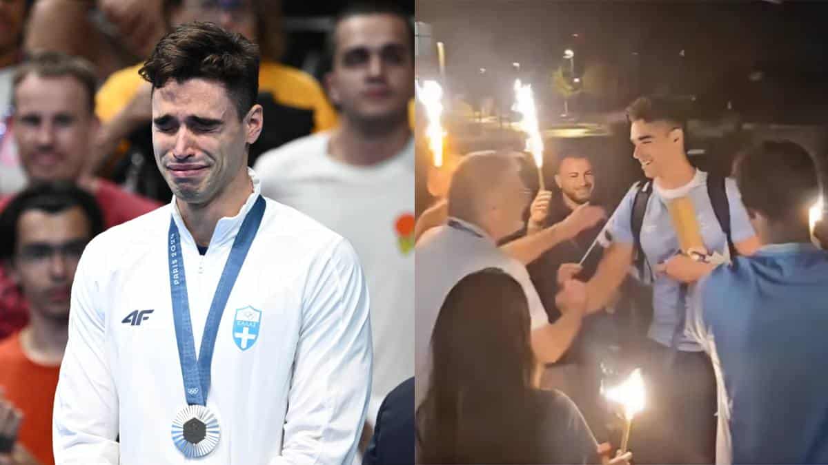 Απόστολος Χρήστου: Αποθεωτική υποδοχή για τον «ασημένιο» Έλληνα κολυμβητή στο Ολυμπιακό Χωριό (video)
