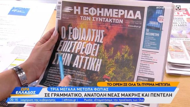 Τα πρωτοσέλιδα των εφημερίδων (12/08)