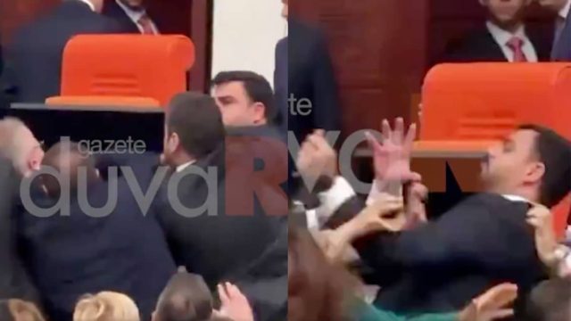 Πρωτοφανές θέαμα στην τουρκική Βουλή: Άγριο ξύλο μεταξύ βουλευτών, έριχναν γροθιές ο ένας στον άλλον (video)