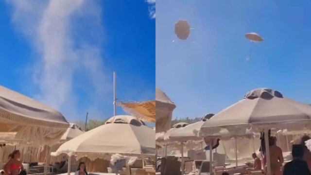 Χαλκιδική: Ανεμοστρόβιλος «χτύπησε» beach bar – Πήρε σβάρνα ομπρέλες και αντικείμενα (video)