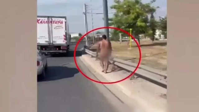 «Κοκκάλωσαν» οι οδηγοί: Βίντεο ντοκουμέντο με άνδρα να περπατά ολόγυμνος στη λεωφόρο Κηφισού
