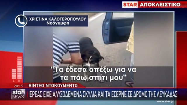 Κτηνωδία στη Λευκάδα: Ιερέας έσερνε με αλυσίδες από το αυτοκίνητό του δύο σκυλάκια – Τον σταμάτησε νιόπαντρο ζευγάρι που έκανε το μήνα του μέλιτος στο νησί (video)