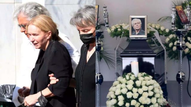 Κηδεία Γιάννη Μόρτζου:  Υποβασταζόμενη η σύζυγός του, Γιούλη Ζήκου στο ύστατο «χαίρε» – Ο καλλιτεχνικός χώρος έδωσε το «παρών»
