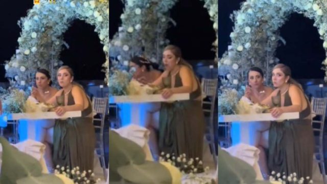 Κατάπιαν και τα… πιρούνια: Νύφη και κουμπάρα ξεσκίζονται στο φαγητό μόλις σχολάει ο… γάμος και γίνονται viral (video)