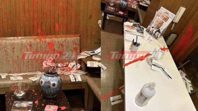 Ιάσων Φωτήλας: Επίθεση με μπογιές στο γραφείο του υφυπουργού Πολιτισμού στην Πάτρα (photos)