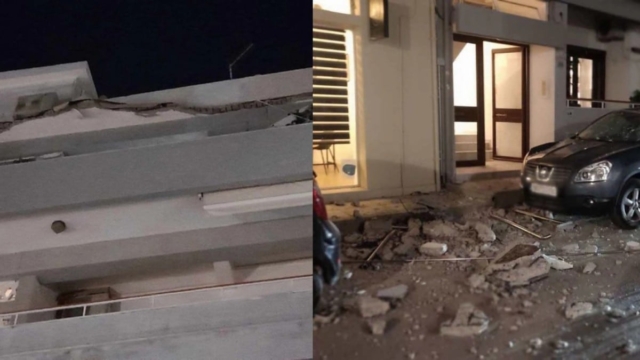 Από τύχη γλίτωσαν: Έπεσε μπαλκόνι δευτέρου ορόφου στο Ηράκλειο Kρήτης (photo)