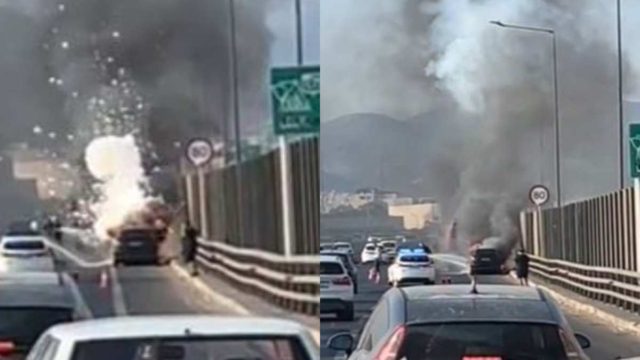 Βίντεο σοκ: Εξερράγη ΙΧ που είχε σταματήσει στη ΛΕΑ στον Κηφισό!