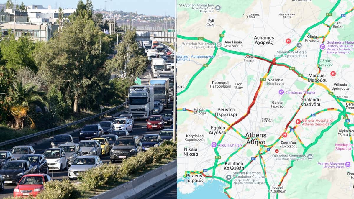 Live κίνηση: «Έμφραγμα» και πάλι στον Κηφισό – Απροσπέλαστοι οι κεντρικοί δρόμοι της Αθήνας (χάρτης)