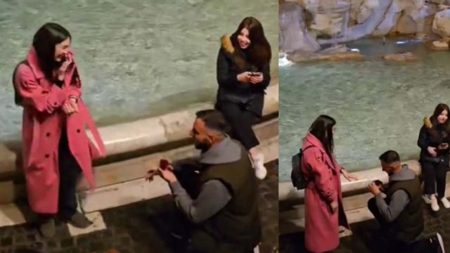 Ελληνόπουλο κάνει πρόταση γάμου στην αγαπημένη του μπροστά από την Fontana di Trevi και τρελαίνει όλους τους Ιταλούς! (video)