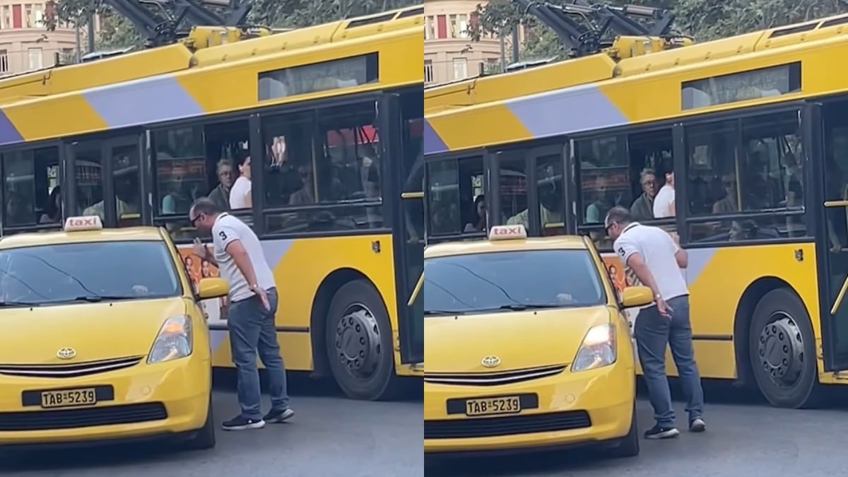 «Θα σε σπάσω»: Άγριο πέσιμο οδηγού τρόλεϊ σε ταξιτζή μπροστά σε εκατοντάδες στο κέντρο της Αθήνας!