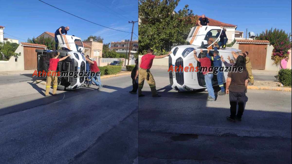 Σοβαρό τροχαίο στο Μαρκόπουλο: Φορτηγό παραβίασε το stop και αναποδογύρισε βανάκι – Αποκλειστικές φωτογραφίες