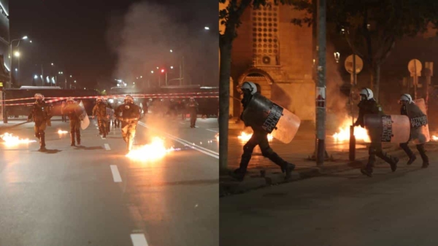 Θεσσαλονίκη: Βροχή από μολότοφ και σοβαρά επεισόδια στην πορεία για το Πολυτεχνείο – Έκαψαν σημαίες των ΗΠΑ και του Ισραήλ (video)