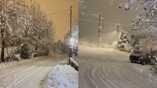 Η νύχτα έγινε μέρα στην Φλώρινα: Πυκνή χιονόπτωση «έστρωσε» τα πάντα – Δείτε εντυπωσιακές εικόνες