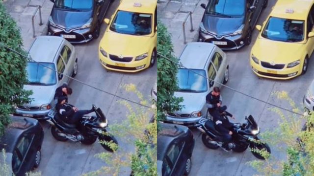 Τυπάς με μηχανή κλείνει τον δρόμο σε ταξιτζή και δείχνει τα @@@ του! (video)
