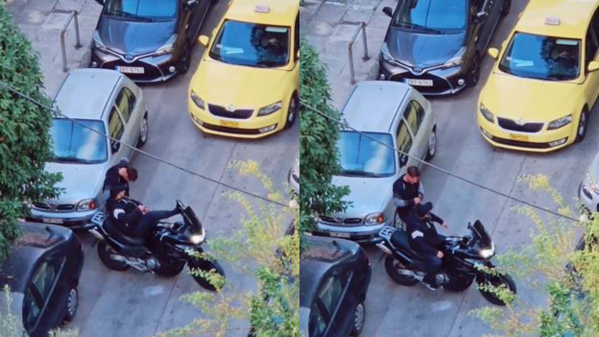 Τυπάς με μηχανή κλείνει τον δρόμο σε ταξιτζή και δείχνει τα @@@ του! (video)