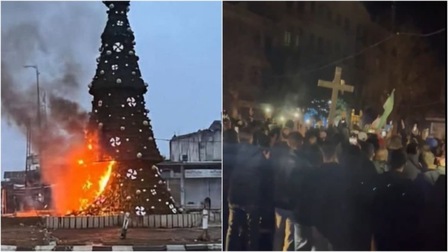 Στους δρόμους οι Χριστιανοί στη Συρία: Διαδηλώσεις μετά την πυρπόληση χριστουγεννιάτικου δέντρου