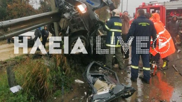 Τρομακτικό τροχαίο στην εθνική οδό Πατρών – Πύργου: Αυτοκίνητο έγινε άμορφη μάζα – Ένας σοβαρά τραυματίας