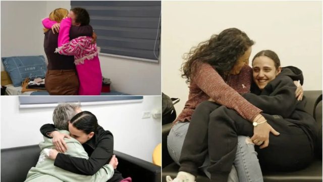 Ισραήλ: Η συγκινητική επανένωση των τριών γυναικών ομήρων με τις οικογένειές τους