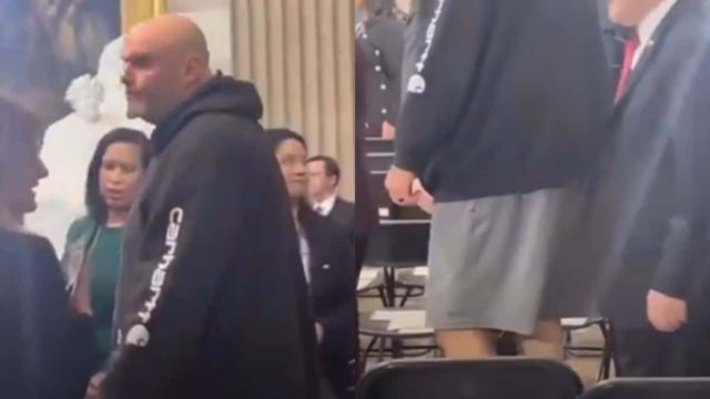 Μαγνήτισε όλα τα βλέμματα: Αχάμπαρος γερουσιαστής «έσκασε» μύτη στην ορκωμοσία Τραμπ με φούτερ και σορτς (video)