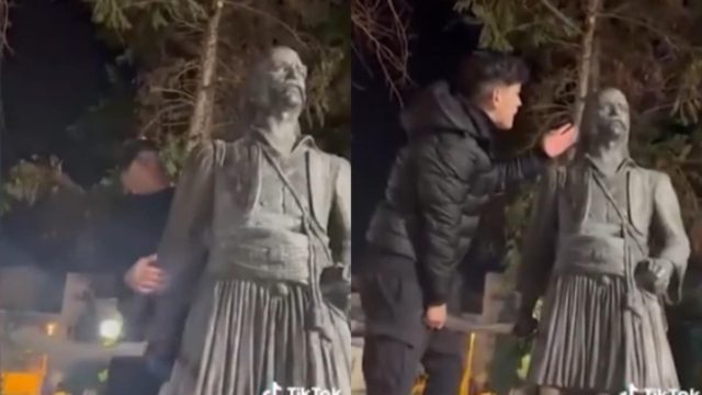 Σάλος με τον νεαρό που βεβήλωσε το άγαλμα του Κατσαντώνη στο Κορδελιό – Η σύλληψη και ο καθαρισμός από τον Δήμο