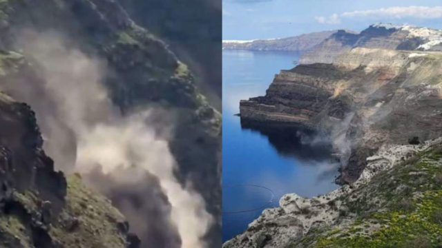 Κατολισθήσεις στη Σαντορίνη λόγω των συνεχών σεισμών: Συγκλονιστικές εικόνες – «Βρυχάται» η γη