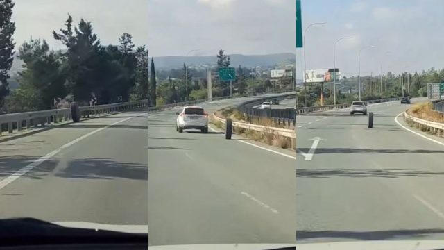 Ρόδα κινείται στη μέση της Εθνικής Οδού και προκαλεί… πανικό! (video)