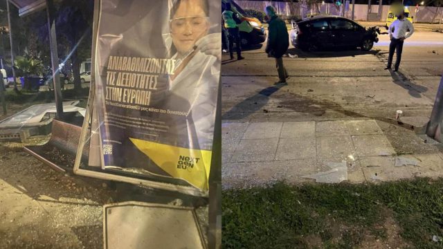 Τροχαίο σοκ στην παραλιακή: Αυτοκίνητο διέλυσε στάση λεωφορείου (videos)