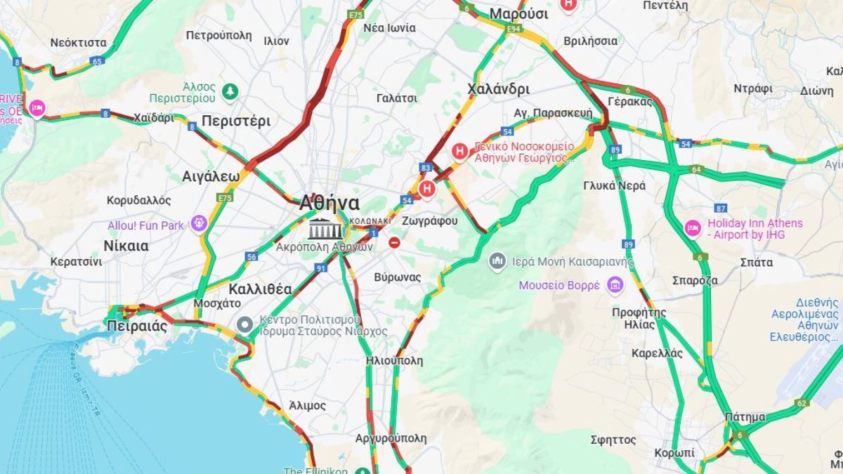 Η κίνηση στους δρόμους σήμερα (10/04): Μποτιλιάρισμα σε Κηφισό και λεωφόρο Κηφισίας – Τροχαίο στη γέφυρα Καλυφτάκη