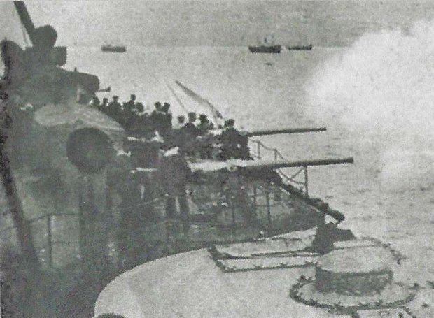 Το Θωρηκτό «Αβέρωφ» εν ώρα ναυμαχίας