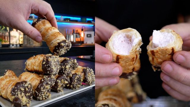 Cannoli ρολάκια με φράουλα και σοκολάτα