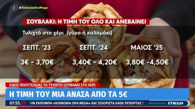 Σουβλάκι από… χρυσό: Η τιμή του μια ανάσα από τα 5 ευρώ