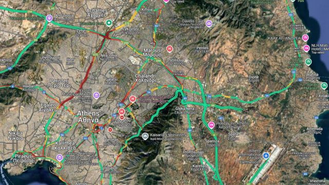 Live η κίνηση 24/6: «Κόκκινος» ο Κηφισός – Πού αλλού υπάρχουν καθυστερήσεις