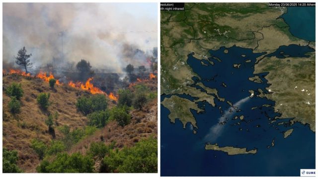 Απίστευτο σκηνικό: Ο καπνός από την φωτιά στην Χίο έφτασε μέχρι τα Χανιά