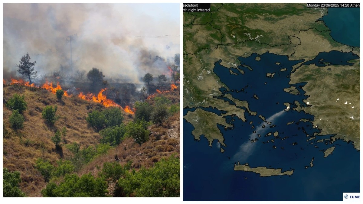 Απίστευτο σκηνικό: Ο καπνός από την φωτιά στην Χίο έφτασε μέχρι τα Χανιά