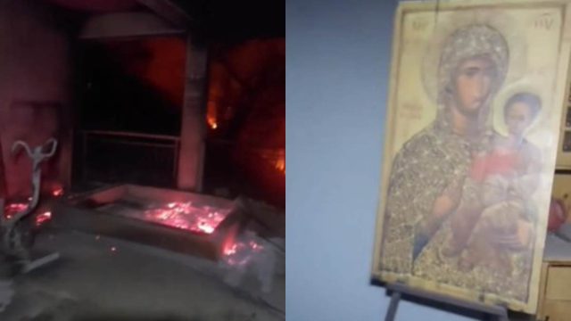 Βίντεο σοκ από τη Λεμεσό: Σπίτι τυλιγμένο στις φλόγες και άνδρας να τραβάει βίντεο από μέσα προσπαθώντας να σώσει την εικόνα της Παναγίας