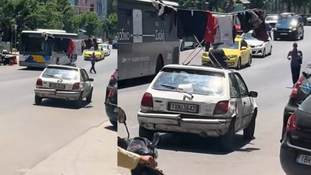 Το είδαμε κι αυτό: Ρομά με απλώστρα ρούχων πάνω στο αυτοκίνητο προκαλεί χαμό στο TikTok (video)