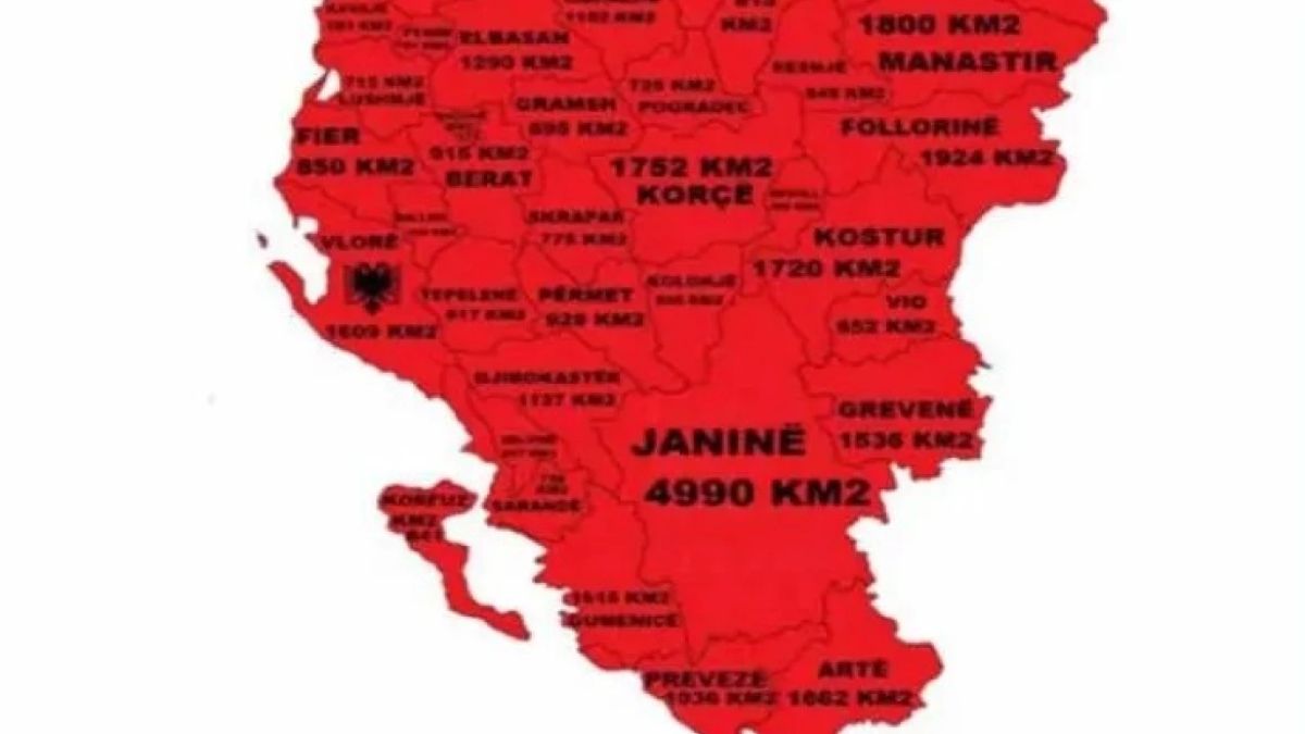 Προκλητικός χάρτης από το αλβανικό Υπουργείο Άμυνας: Εμφανίζει ως «αλβανικά» τα Ιωάννινα, την Πρέβεζα και την Κέρκυρα