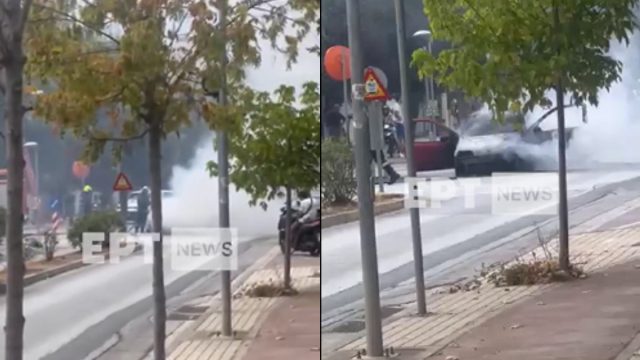 Αναστάτωση στην Αγία Παρασκευή: Παρανάλωμα του πυρός εν κινήσει αμάξι – Δείτε βίντεο